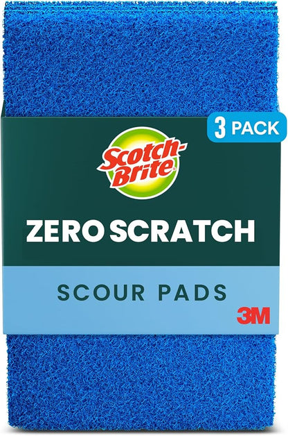 Scotch-Brite Zero Scratch Scour Pads, 6 in. x 3.8 in. (Blue) / 3-Pack