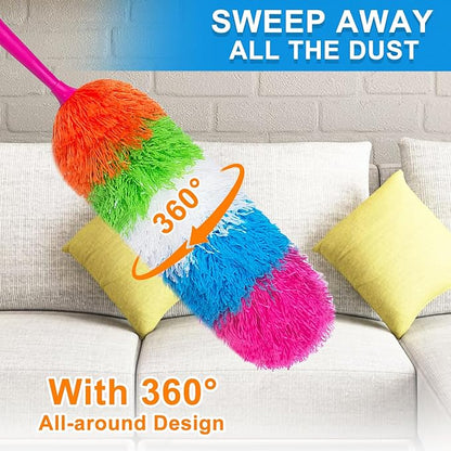 2 Pack 22-Inch Rainbow Reusable Microfiber Dusters,Bendable and Washable Feather Duster for Everyday Cleaning in Home, Library, Office, Car, and More