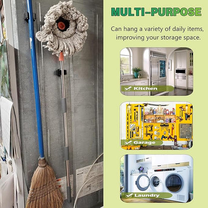 ULIBERMAGNET Magnetic Mop Broom Holder,Strong Magnetic Storage Hooks,Heavy Duty Magnetic Garage Storage Tool Organizer for Garage,Kitchen,Laundry,Garden