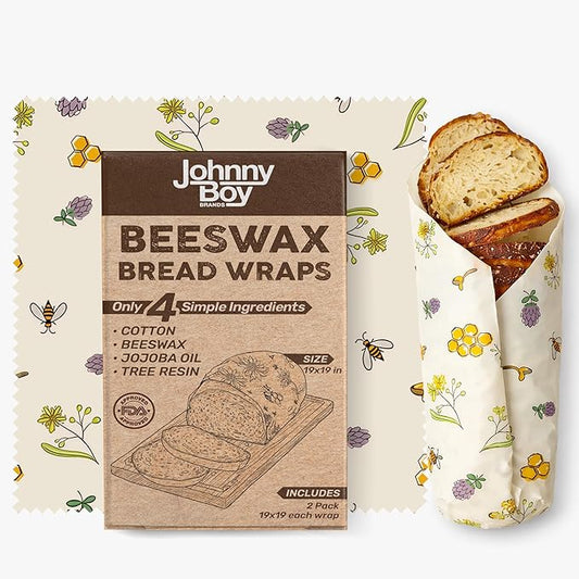 2 Pack - XL 19" x 19" - 5 Sq Ft - Beeswax Bread Wraps, Total 5 Sq Ft Coverage, Eco-Friendly Alternative to Plastic Wrap for Bread Storage, Bowls & Food Storage (Plum)