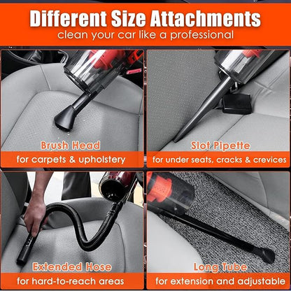 Car Cleaning Kit, Orange 17pcs Car Interior Detailing Kit with High Power Handheld Vacuum, Detailing Brush Set, Windshield Cleaner, Cleaning Gel, Complete Auto Accessories for Women Men Teens