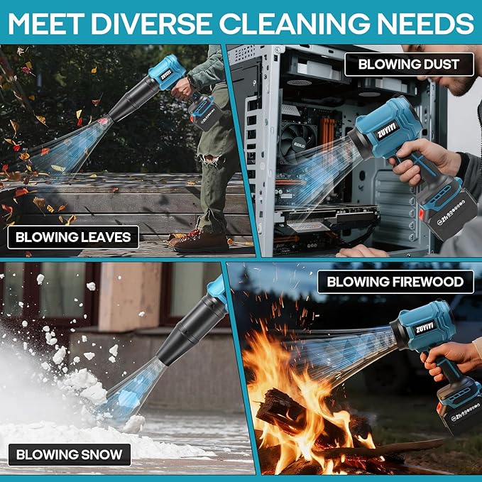 Cordless Leaf Blower, Brushless Mini Jet Dry Blower 40000 RPM 475 MPH, Handheld Turbofan Air Blowers with 2×6.0Ah Battery, Extended Nozzle for Lawn Care, Patio Cleaning, Dust