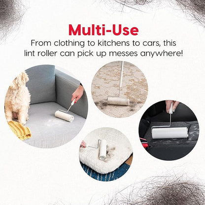 IRIS USA Extra Sticky Lint Rollers, 5 Pack of Large Refills Only - No Handle/Cover Included - 90 Sheets/Roll, 450 Sheets Total, For Dog Cat Pet Hair On Clothes, Couch, Bed, Floor, Car, Stairs, Curtain