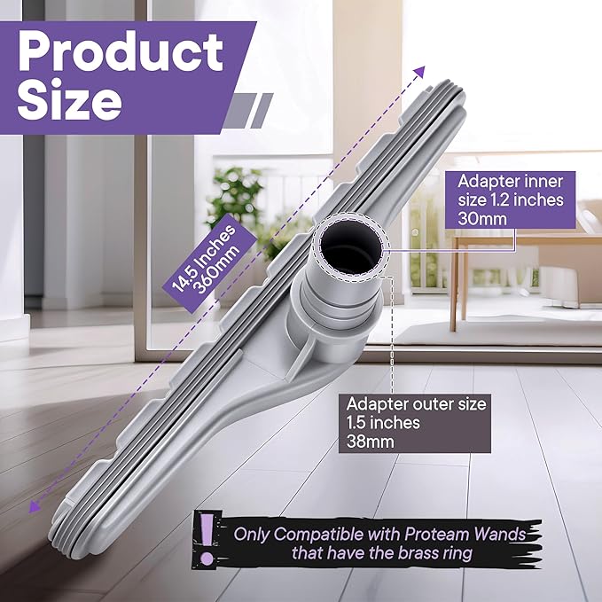 Replacement Floor Tool Compatible with ProTeam 101446 E-Z Glide Backpack Vacuum,Compatible with Hoover C2401, 14" Multi-Surface Brush for Commercial Cleaner(Brush with Scalloped Edges,Gray)