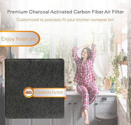 Premium Charcoal Activated Carbon Fiber Replacement Air Filter for Kitchen Compost Bin (10 Pack, Square 5")