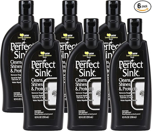 HOPE'S Perfect Sink 8.5 oz Sink Cleaner and Polish, Restorative, Water-Repellant Formula, Stain Remover, Good for Brushed Stainless Steel, Cast Iron, Porcelain, Corian, Composite, 6 Pack