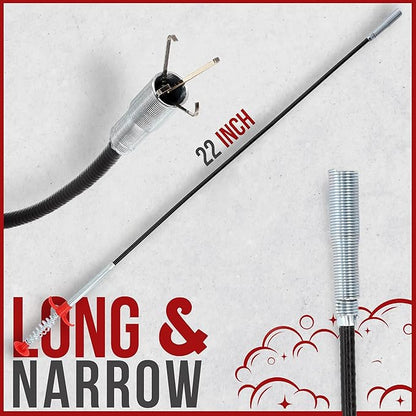 22" Snake Drain Clog Remover - Used as Hair Clog Remover for Sink, Shower, and Bathtub - Dryer Vent Cleaner, and as a Flexible Grabber Tool for Hard to Reach Places - By RAM-PRO