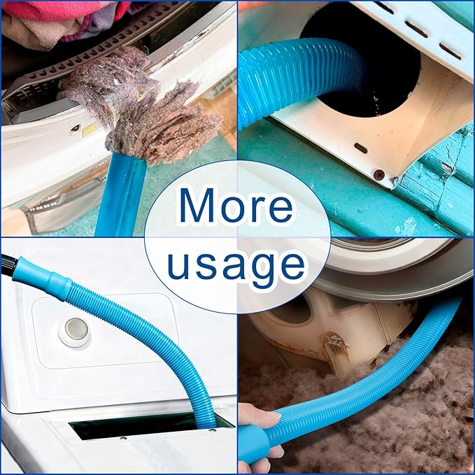 Dryer Vent Cleaner Kit‌,Universal Vacuum Hose Attachment for Lint Removal,Dryer Vacuum Hose,Blue Vent Cleaner Tool with Brush,Compatible with Mainstream dryer Lint Trap Cleaner for Vacuum Cleaner