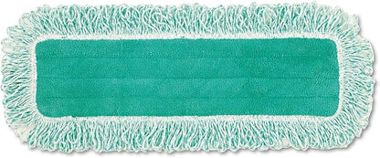 Rubbermaid Commercial Products HYGEN 18 inch Microfiber Dust Pad with Fringe, Green, For Janitorial/Professional Cleaners and Heavy-Duty industrial Cleaning/Dusting/Sweeping