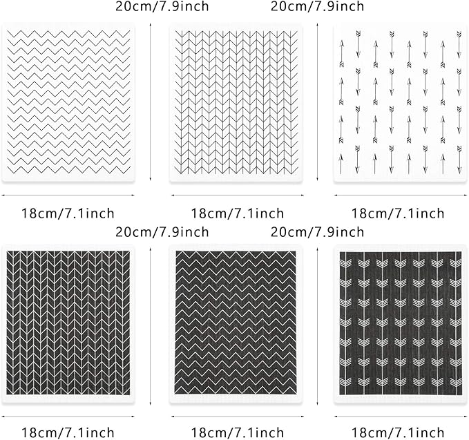 Boao 12 Pack Swedish Kitchen Dishcloths Absorbent Cellulose Sponge Cloth Reusable Cleaning Cloths No Odor Dish Towels for Kitchen, 6 Styles