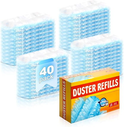 Duster Refills,Disposable dusting Brush Set Compatible with Swiffer Duster Refills for Furniture,Ceiling Fans, Electronics Multisurface Dusters with 4X Microfibers, Unscented (Blue, 40 PCS)