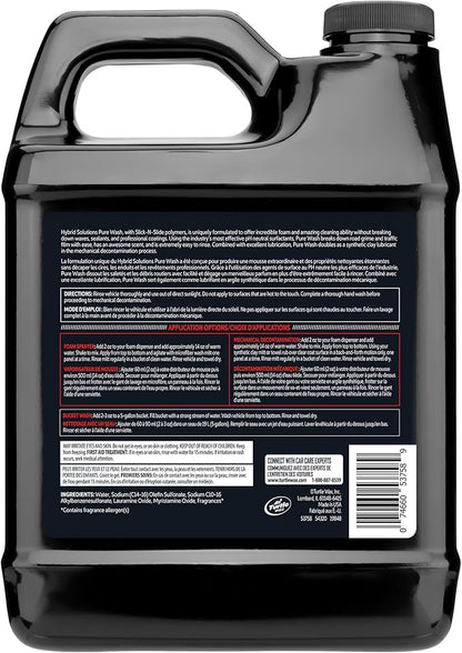 Turtle Wax Hybrid Solutions Pure Wash,pH Neutral Extreme Foaming Car Wash Soap,Bucket or Foam Cannon Application,Won't Strip Waxes or Coatings,Clay Bar Lubricant,Spot-Free Clean,64 fl oz,(Pack of 2)