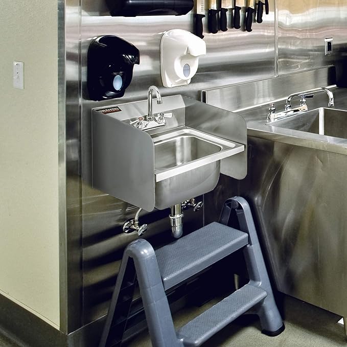 DuraSteel Stainless Steel Sink Splash Guard - 15" x 6" Deck Mount Commercial Kitchen Shield - Kitchen Safety & Hygiene Cooking Splatter Screen - Ideal for Hand Sink, Prep Sink, Bar Sinks