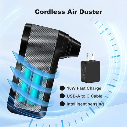 SDFM Compressed Air Dust - Electric Air Dust with Built in Brushless Motor,130,000RPM, 3-Speed Adjustable Air Blower - Suitable for Keyboard, Computer, car, and Home Cleaning (X3) (X1-Black)
