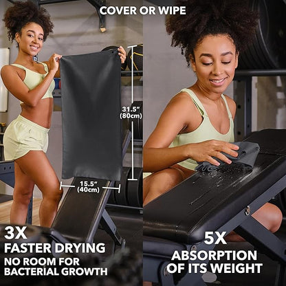 Trailoom Microfiber Workout Towels - Quick Dry, Highly Absorbing, Odor-Free, for Men & Women - Gym Sweat Sports Towel for Hot Yoga, Tennis, Running, Exercise, Working Out, Camping, Set of 5 Dark Gray