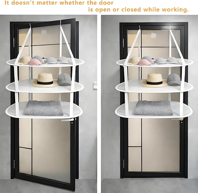 SAMJANE Hanging Sweater Drying Rack – Lay-Flat Warp-Knit Airflow Mesh for Delicates, 3 pcs 3-Tier Foldable Space-Saving Door-Hanging Design for Fast Drying & No Deformation in Small Spaces (White)