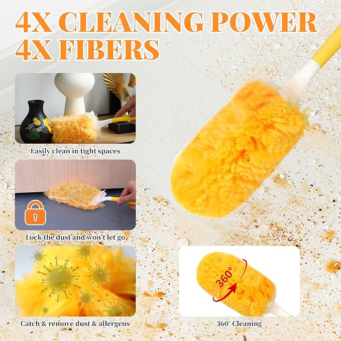 Duster Refill for Swiffer Duster, 30 Count Heavy Duty Duster Refills with 1 Handle, 360 Dusters Refills Kit, Disposable Dusters for Swiffer Duster Extended Handle for Cleaning