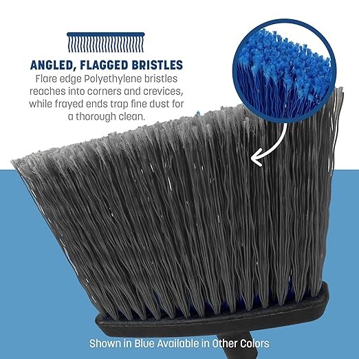 SPARTA Duo-Sweep Unflagged Angle Broom with Stiff Bristles and Angled Head, Heavy Duty Broom for Sweeping on Rough Surfaces, 48" Metal Handle, 1 Count, Natural