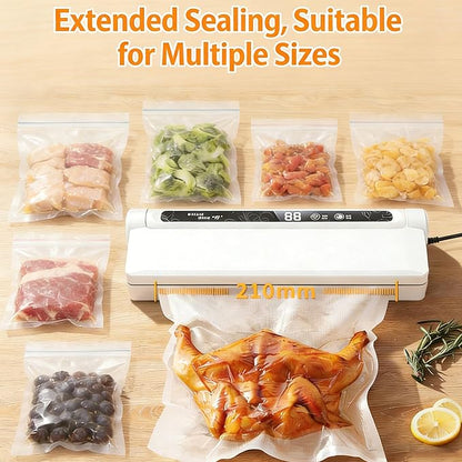 Portable Vacuum Sealer Machine for Food Saver, Compact Mini Bag Sealer+20 Vacuum Storage Bags, One-Touch Automatic Seal In 7-15s for Dry/Wet/Oily Foods,White