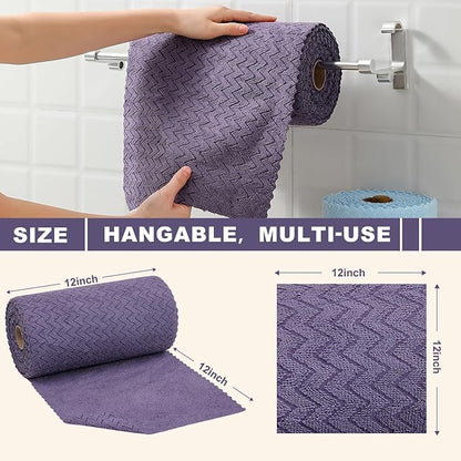 80 Pack Microfiber Cleaning Cloth Roll Reusable Paper Towels 12"x12" Tear Away Cloth,Absorbent Dish Rags for House Kitchen,Wash Cloths,Lint Free Rags for Window Cars Cleaning Supplies