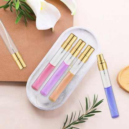 50 Pcs 10ml/0.34oz Fine Mist Glass Bottle Mini Transparent Spray Vials Empty Refillable Perfume Bottles for Cosmetic Perfume Liquid Sample DIY Sprays - Gold Lids
