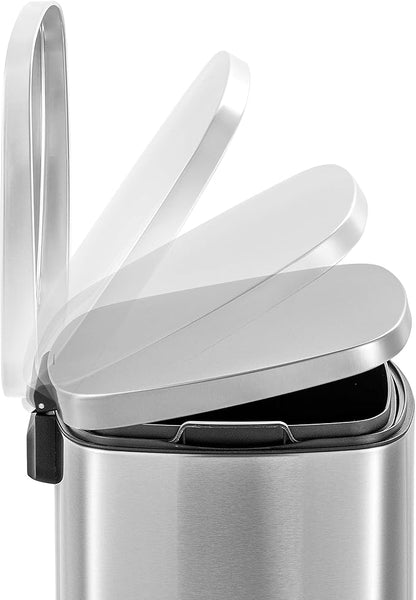 QUALIAZERO 50L/13Gal Heavy Duty Hands-Free Stainless Steel Commercial/Kitchen Step Trash Can, Fingerprint-Resistant Soft Close Lid Trashcan, 50L / 13 GAL