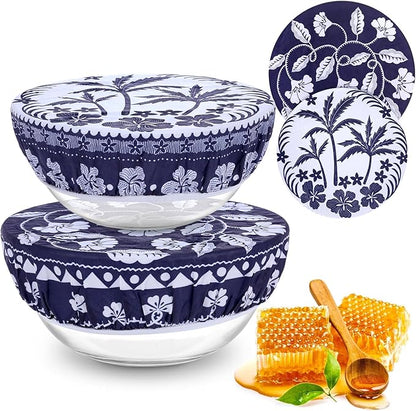 2 Large Reusable Beeswax Bowl Covers for Bread Proofing, 10/12 Inch Elastic Beeswax Wraps Cotton Cloth Sourdough Bowl Covers for Proofing Baskets, Mixer Bowls, Food Storage Containers