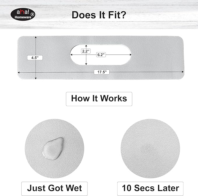 Faucet Mat Bathroom Sink Oval-Hole : AHA HOMEWARE Diatomite Rubber Bathroom Sink Splash Guard Oval Hole 2 Packs (Light Gray)