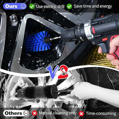 Drill Brush for Car Wheel and Bottle, Highly Dense and Durable Car Cleaning Brush for Wheels, Rims, Engines, Exhaust, Bottle