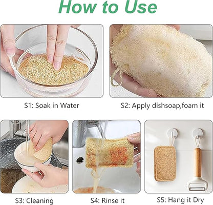 Natural Loofah Sponges, Reusable Natural Sponges for Dishes Multipurpose Loofah Dishwashing Sponges Non Scratch for Kitchen, Sinks, Pots, Pans (15 Pcs)