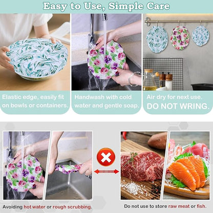 5-Size Reusable Beeswax Bowl Covers for Bread Proofing, Cotton Cloth Flexible Beeswax Wraps for Food Storage(Little Daisy)