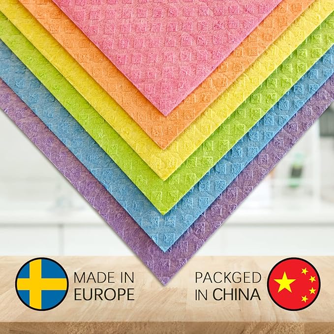 Wholesale Swedish Dish Cloths - 6 Pack Reusable Compostable Kitchen Cloth,Cellulose Sponge Dish Cloths Dish Towel Set (Grey)