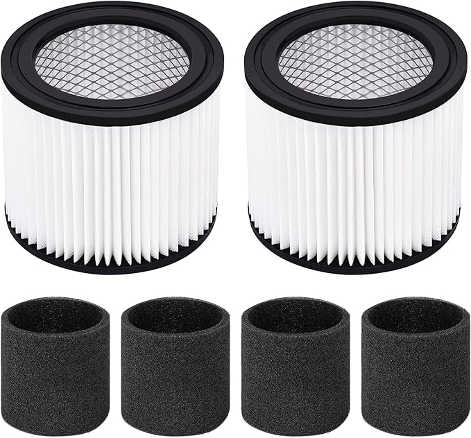 90398 Shop Vac Filters Replacement for Shop Vac Type AA Cartridge Filter,Fit for Shop Vac 90398/118692, 9039800, 9039833 Wet/Dry Vacuum Cleaner (2 Filters+ 4 Foam Sleeves) ﻿
