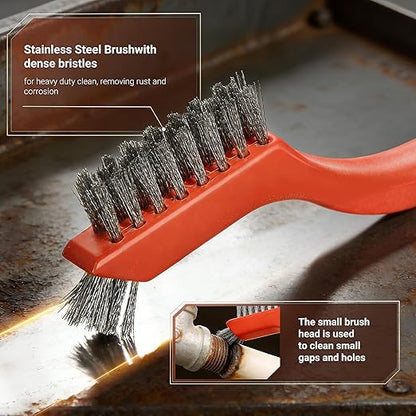 24 Pieces Stainless Steel Wire Brush Set, Stainless Steel Bristles for Cleaning Welding Slag and Rust,Scratch Brush with Mini Head & Hanging Hole for Everyday Cleaning