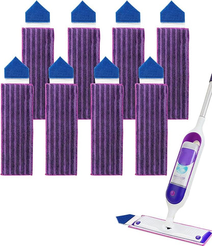 KEEPOW Power Mop Pads with Extra Scrubbing Pads Compatible with Swiffer PowerMop Refills Microfiber Wet Mops Refill Reusable Power Mop Pads Refill Deep Cleaning Hard Floor Mop Pads Replacement 8PCS