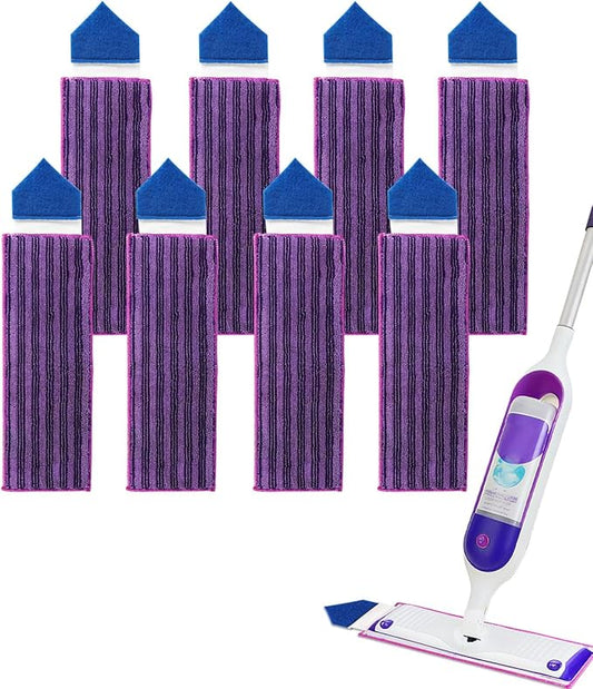 KEEPOW Power Mop Pads with Extra Scrubbing Pads Compatible with Swiffer PowerMop Refills Microfiber Wet Mops Refill Reusable Power Mop Pads Refill Deep Cleaning Hard Floor Mop Pads Replacement 8PCS