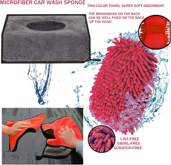 LIANXIN Car Wash Kit - Car Cleaning Kit Car Wash Cleaning Tools Kit with Car Wash Brush with Long Handle,Car Wash Mop,Microfiber Towels Car Detailing Kit