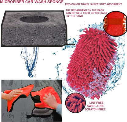 LIANXIN Car Wash Kit - Car Cleaning Kit Car Wash Cleaning Tools Kit with Car Wash Brush with Long Handle,Car Wash Mop,Microfiber Towels Car Detailing Kit