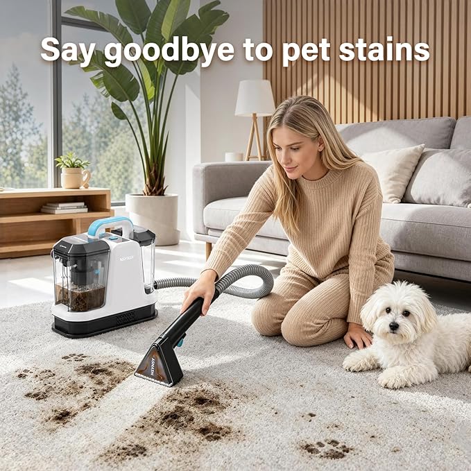 Upholstery Cleaner Machine & Carpet Cleaner | Portable Spot Cleaner with Strong Suction and Scrubbing Brush for Pet Stains, Spills on Couches, Rugs, Mattresses, Car Interiors (Standard Edition)