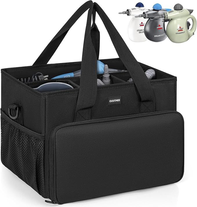 Carry Bag Compatible with Bissell SteamShot Hard Surface Steam Cleaner 39N7V/39N7A, Adjustable Compartments Steam Cleaner Storage Bag Fits for Phueut Pressurized Handheld Steam Cleaner