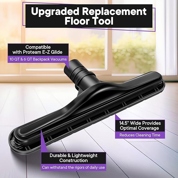 Replacement Floor Tool Compatible with ProTeam 101446 E-Z Glide Backpack Vacuum,Compatible with Hoover C2401, 14" Multi-Surface Brush for Commercial Cleaner(Nylon Brush,Black)