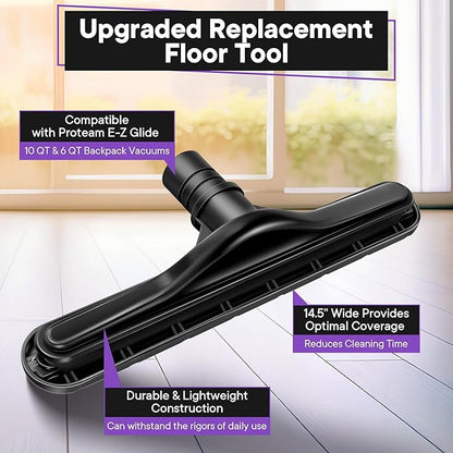 Replacement Floor Tool Compatible with ProTeam 101446 E-Z Glide Backpack Vacuum,Compatible with Hoover C2401, 14" Multi-Surface Brush for Commercial Cleaner(Nylon Brush,Black)