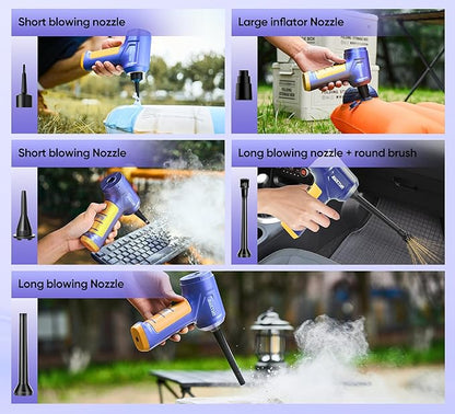 Car Vacuum Portable Cordless 3 in 1 Handheld Car Vacuum 15000PA High Power with Brushless Motor,5200mAh withType-C Charing Small Vacuum Cleaner Portable Cordless,SW101Blue Yellow