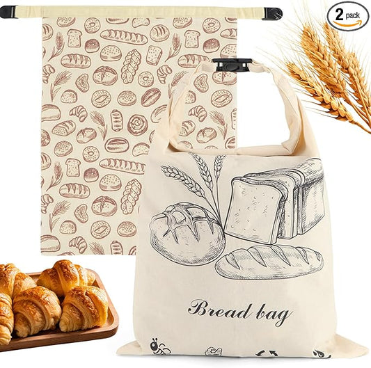 2 PACK Beeswax Sourdough Bread Bags for Homemade Bread, Reusable Cotton Beeswax Bread Bag Portable Waxed Storage All Natural Bees Wax Linen Bag Keep Fresh,13''×17'', 03