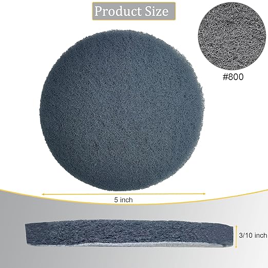 Tonmp 10 Pack 5 Inch 800 Grits Multipurpose Scrubber Scouring Pads Hoop and Loop Flocking Scuff Pads -Scuff Pads Conditioning Discs Polishing Pad for Furniture Automotive Cleaning, Rust Removal