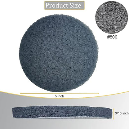 Tonmp 10 Pack 5 Inch 800 Grits Multipurpose Scrubber Scouring Pads Hoop and Loop Flocking Scuff Pads -Scuff Pads Conditioning Discs Polishing Pad for Furniture Automotive Cleaning, Rust Removal