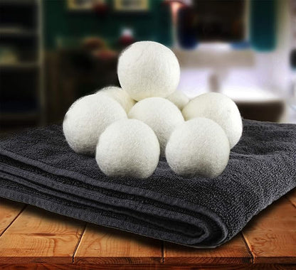 XL Size Wool Dryer Balls Natural Fabric Softener & 100% Organic Premium New Zealand Wool, Reduce Wrinkles & Save Time, Baby Safe & Hypoallergenic, White 12-Count