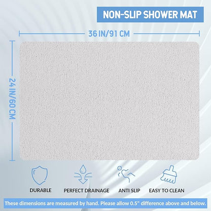 Hargiis Non-Slip Bathtub Mat, Anti Slip Shower Mat, Fast Drying Bathtub Mats, Foot Scrubber Mat, Anti Slip Mat for Tub, Floor, Bathroom, Kitchen, Home, Hotel (White 36"×24")