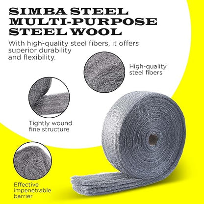 Wool Assortment for Cleaning & Mice Control – #0 Grade Fine to Coarse Steel Wool Pads & Rolls, Multiple Pack Sizes and Length Options (5 LB #0)
