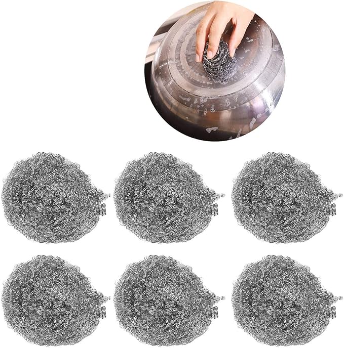 30PCS Stainless Steel Scrubbers Cleaning Balls, Heavy Duty Scouring Pads for Pots Pans Cookware, Non - Scratch Kitchen Cleaning Tool for Home Restaurant